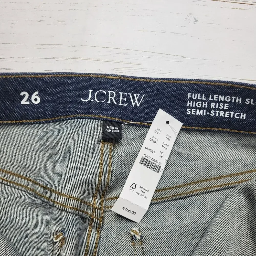 J. Crew Full Length Slim Wide Leg Trouser Jeans Patch Pocket Dark Rinse Wash 26 - Picture 10 of 11
